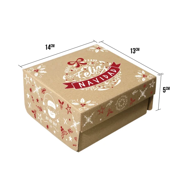 caja navideña pequeña blanco y rojo con mensaje de feliz navidad en bola