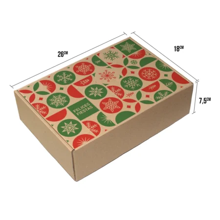 caja de navidad 26x18x7,5 mediana con el texto felices fiestas