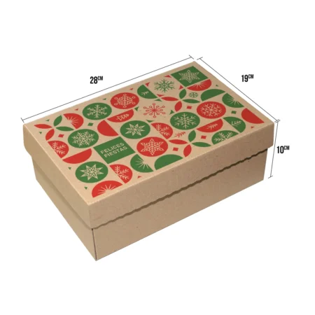 caja de navidad 28x19x10 de zapatos con el texto felices fiestas