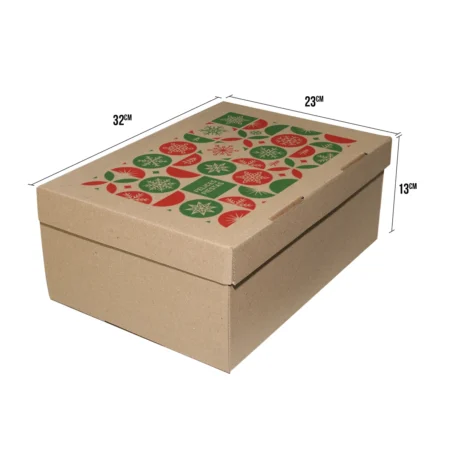 caja de navidad 32x23x13 de ancheta con el texto felices fiestas