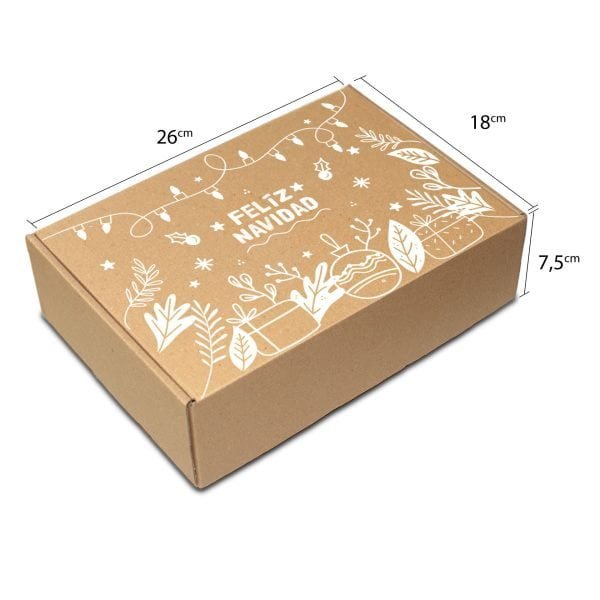 caja navideña mediana blanco con mensaje de feliz navidad