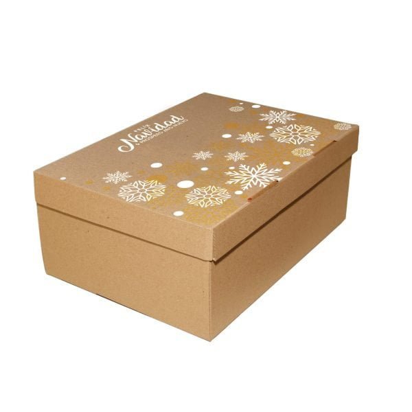 caja de regalo de navidad grande kekaja 32x23x13 blanco y dorado