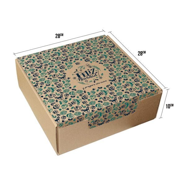 caja de regalo de navidad grande kekaja 28x28x10 azul y verde