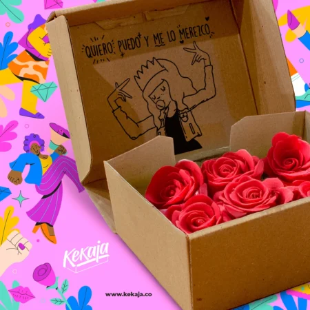 caja de regalo mediana del día de la mujer con mensaje interno de empoderamiento