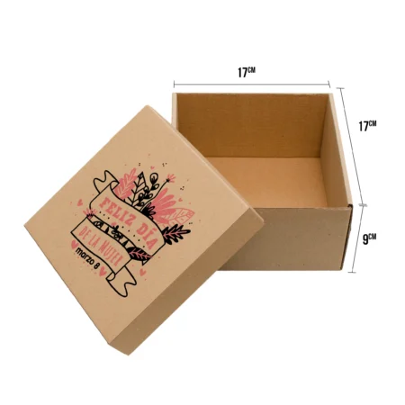 caja de regalos para el dia de la mujer mediana con tapa en rosa y negro