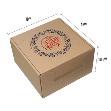 caja de navidad de kekaja 19x19x10 mediana con el texto feliz navidad diseño 2026