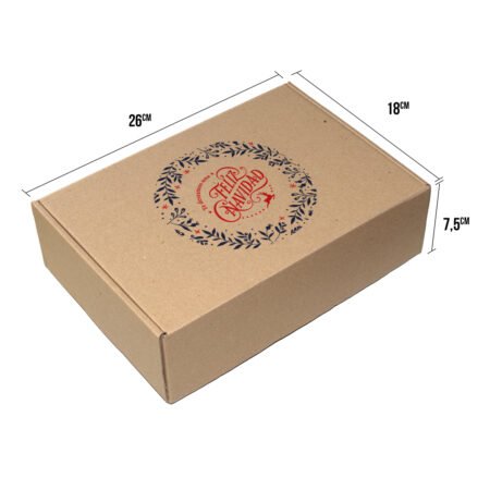caja de navidad de kekaja 16x18x7,5 mediana con el texto feliz navidad diseño 2026