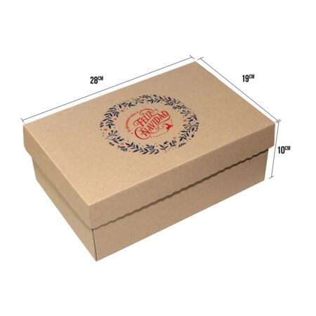caja de navidad de kekaja 26x18x10 mediana con el texto feliz navidad diseño 2026