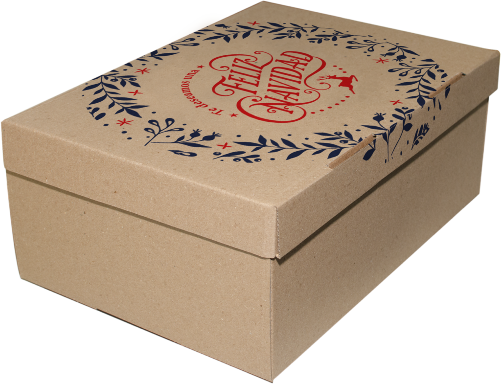 caja de navidad de kekaja 32x23x13 grande para ancheta con el texto feliz navidad diseño 2026 portada
